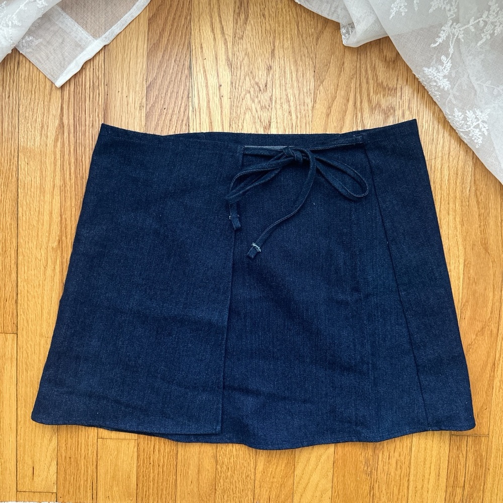 Urban Renewal Dark Blue Denim Tie Skirt